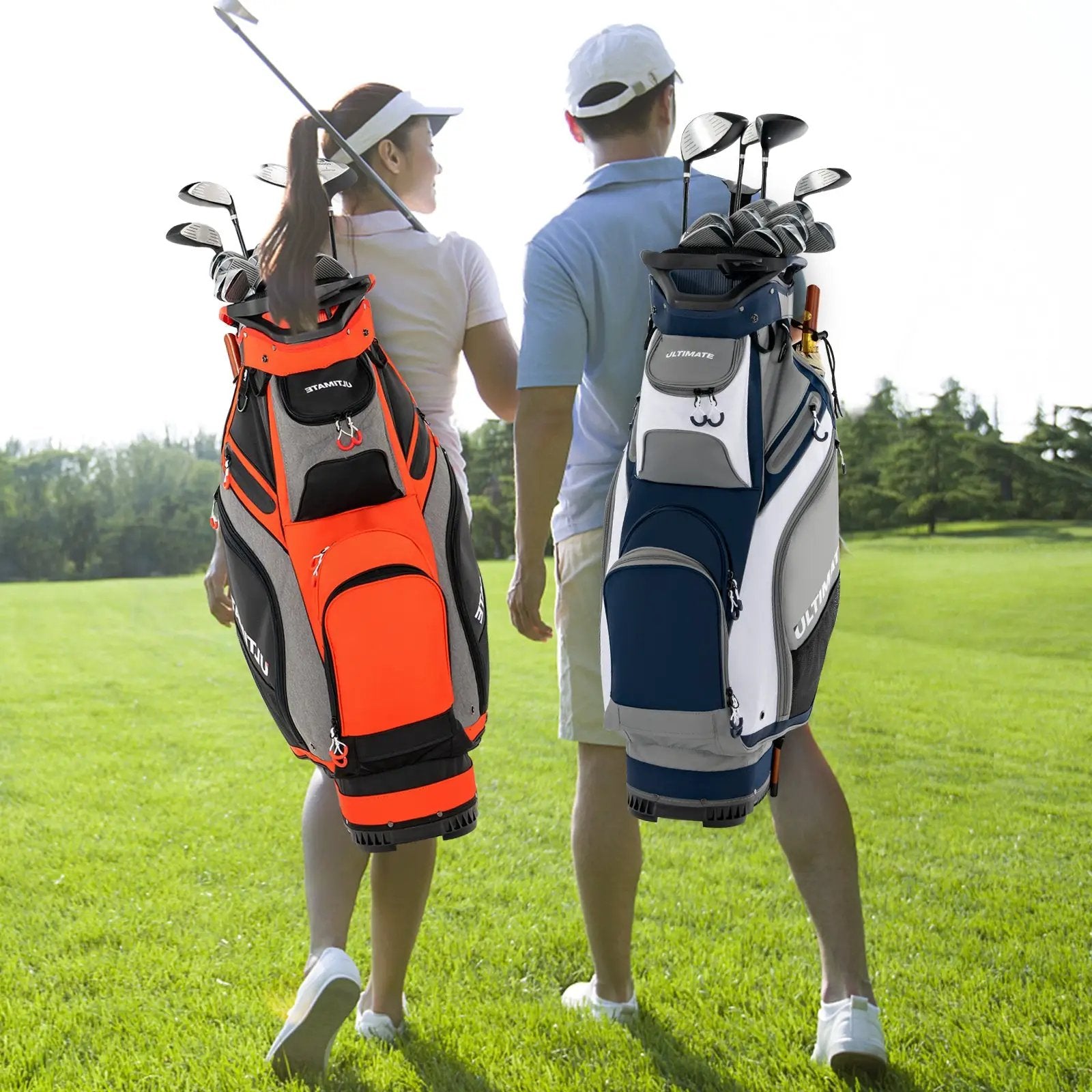 10.5 Inch Golf Stand Bag with 14 Way Dividers and 7 Zippered Pockets by DirectDeals