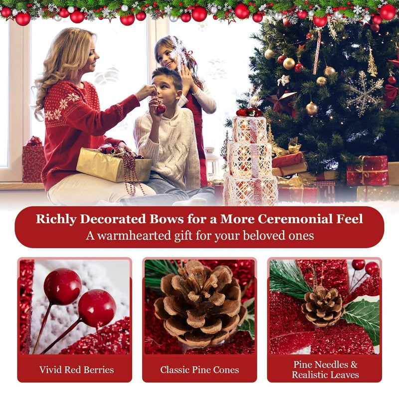 Set of 3 Christmas Lighted Gift Boxes Decorations with Red Bowknots by DirectDeals