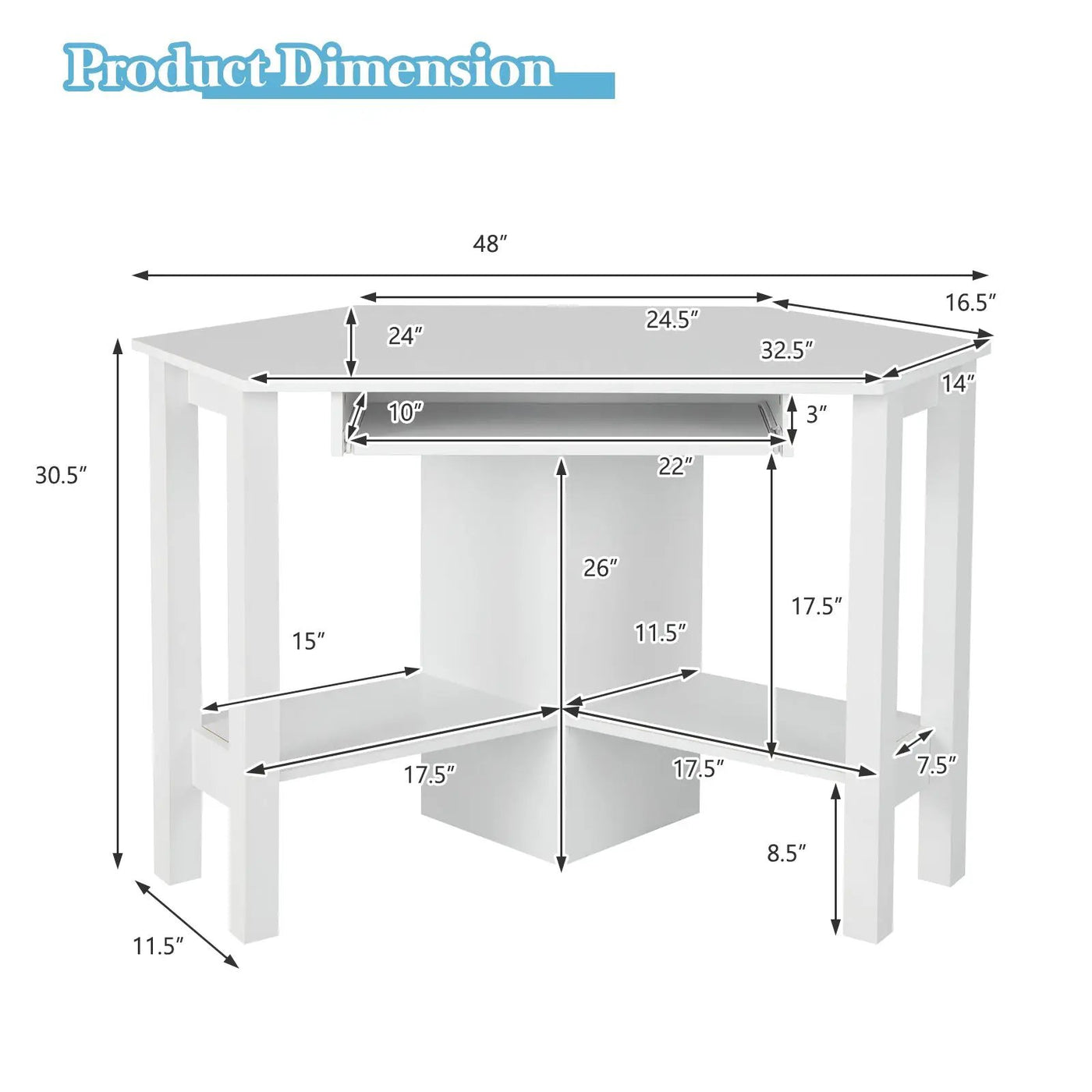 Wooden Study Computer Corner Desk with Drawer by DirectDeals