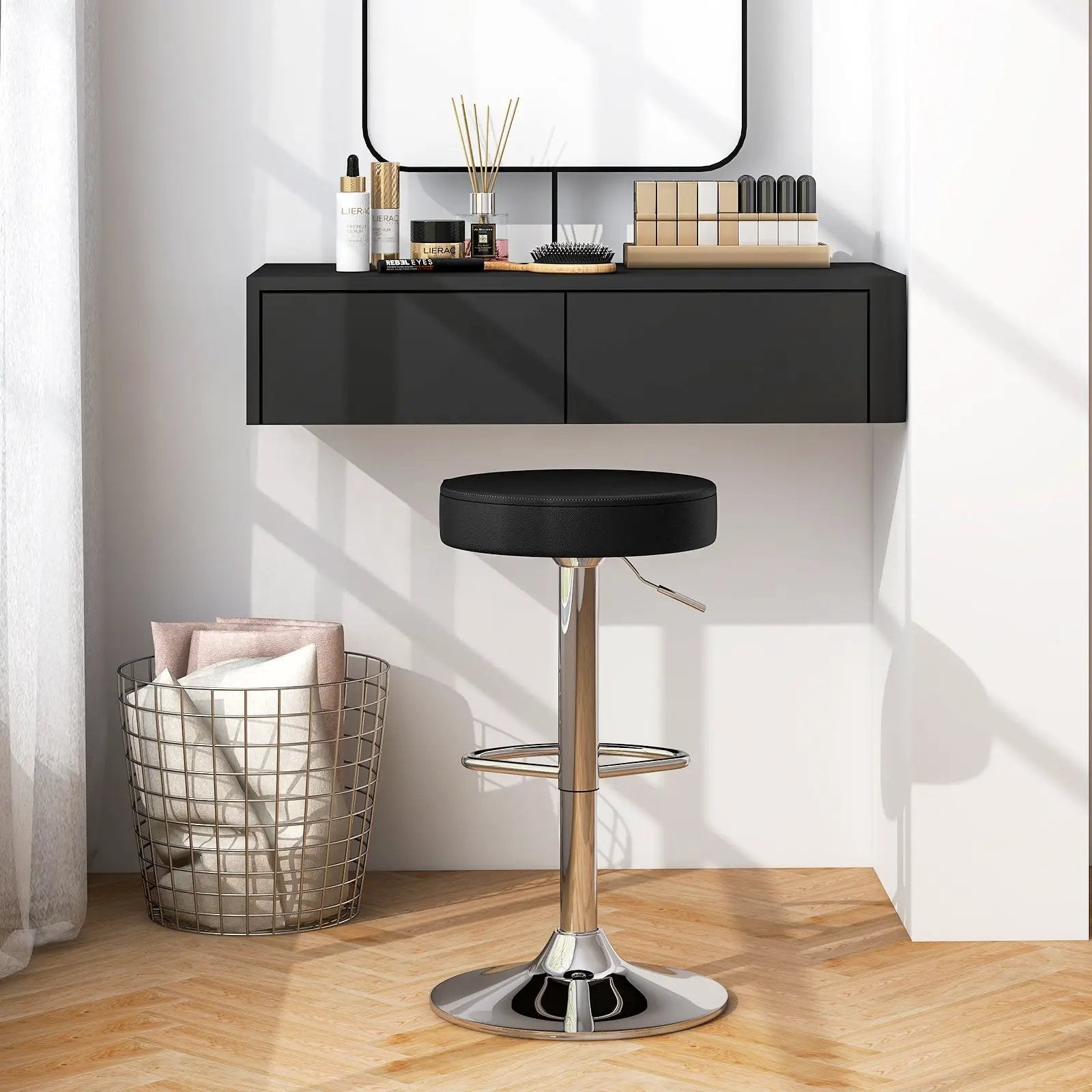1 PC Round Bar Stool Adjustable Swivel Pub Chair by DirectDeals