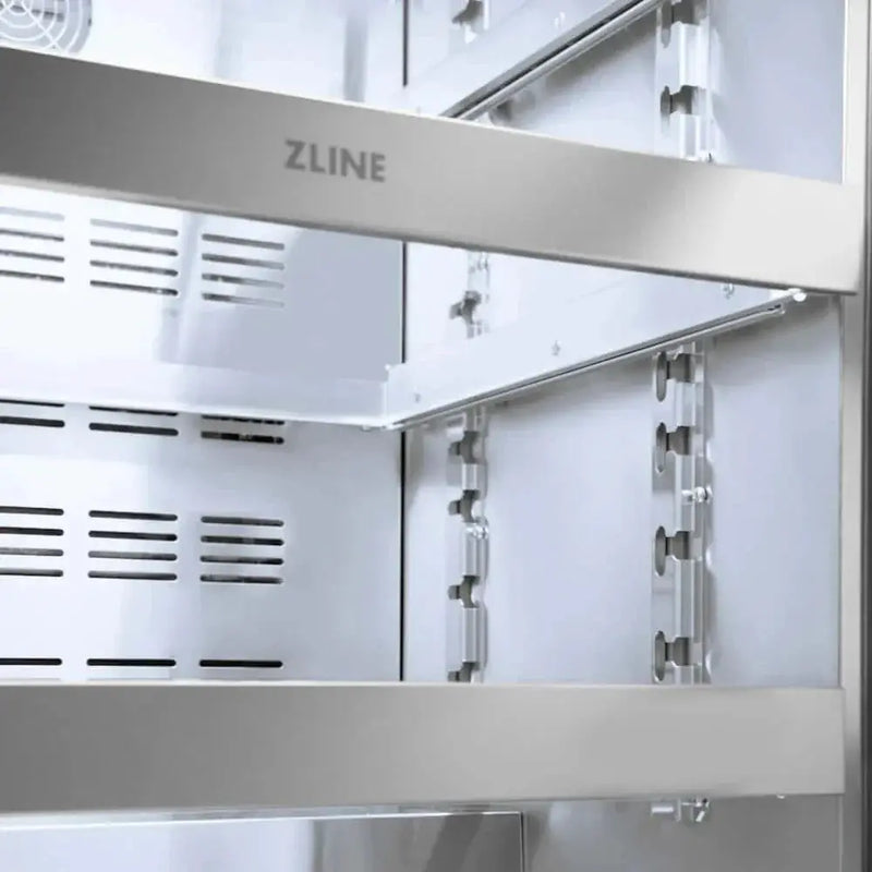 ZLINE 24" Touchstone 151 Can Beverage Fridge DuraSnow® Stainless Steel Glass Door Polished Gold Handle RBSOZ-SN-24-G by Farmhouse Kitchen and Bath