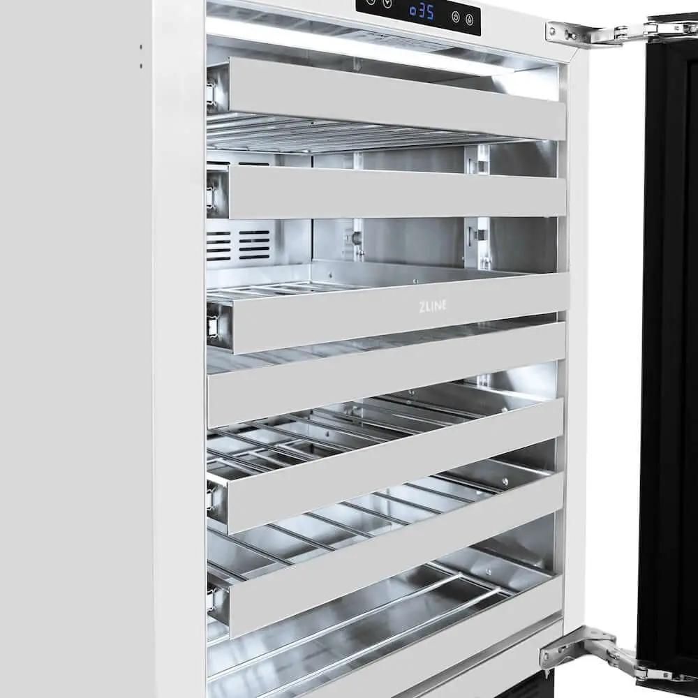 ZLINE 24" Touchstone Dual Zone 44 Bottle Wine Cooler Black Stainless Steel Glass Door RWDO-BS-24 by Farmhouse Kitchen and Bath