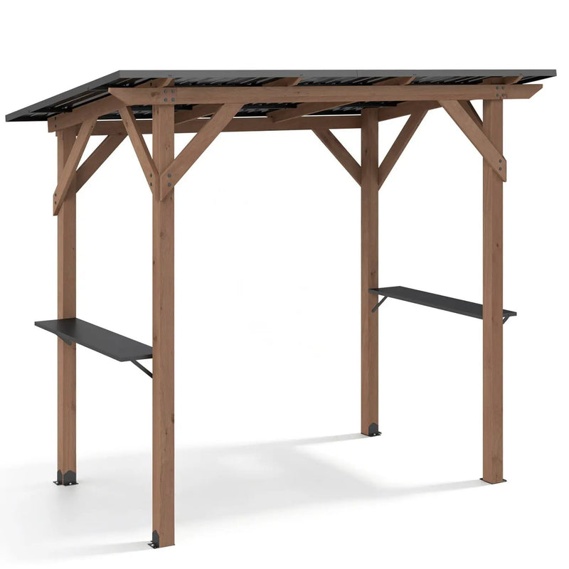 Grill Gazebo 8.6 x 5 FT Cedar Wood with Serving Shelves by DirectDeals