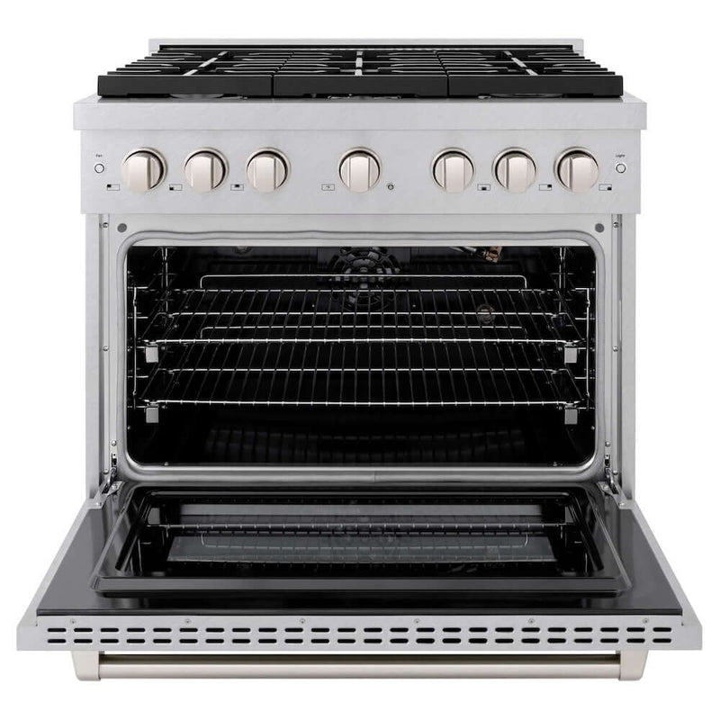 ZLINE 36"Gas Range, Convection Gas Oven , DuraSnow® Stainless Steel, SGRS-36 by Farmhouse Kitchen and Bath