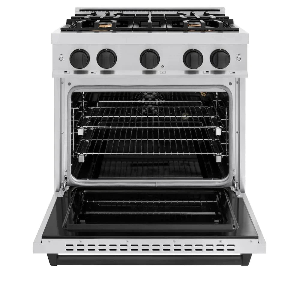 ZLINE 30" Classic Gas Range, Convection Gas Oven Stainless Steel, Matte Black CGRZ-30-MB by Farmhouse Kitchen and Bath