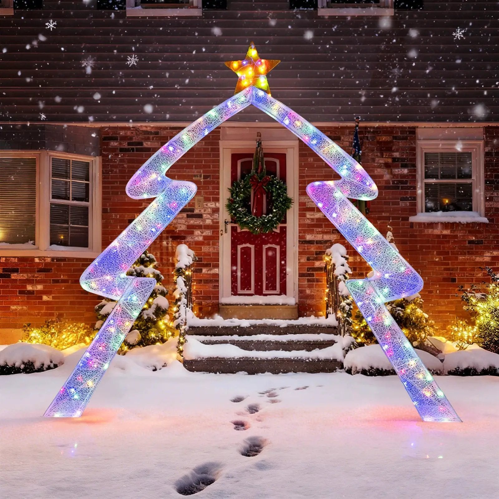 8.8 Feet Christmas Tree-shaped Archway with Top Star by DirectDeals