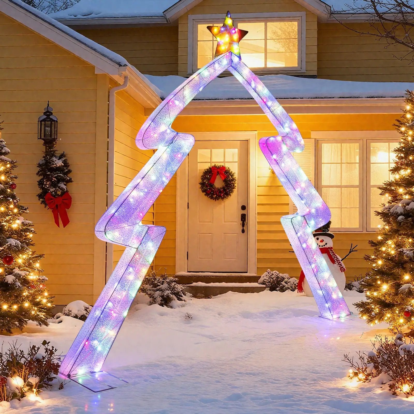 8.8 Feet Christmas Tree-shaped Archway with Top Star by DirectDeals