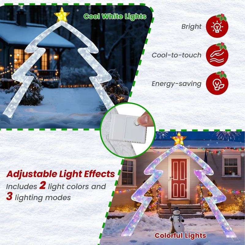 8.8 Feet Christmas Tree-shaped Archway with Top Star by DirectDeals