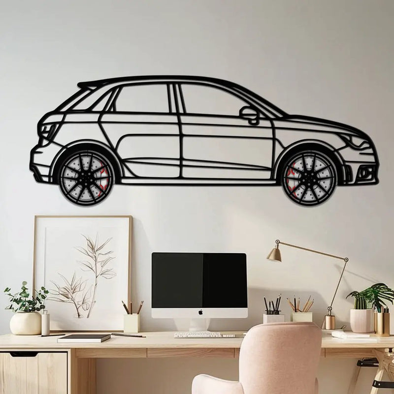 Audi A1 Metal Car Wall Art with Rotating Wheels - Handmade Car Silhouette Decor - Automotive Wall Art for Petrolheads-KAFMEKA094 by Enova Art