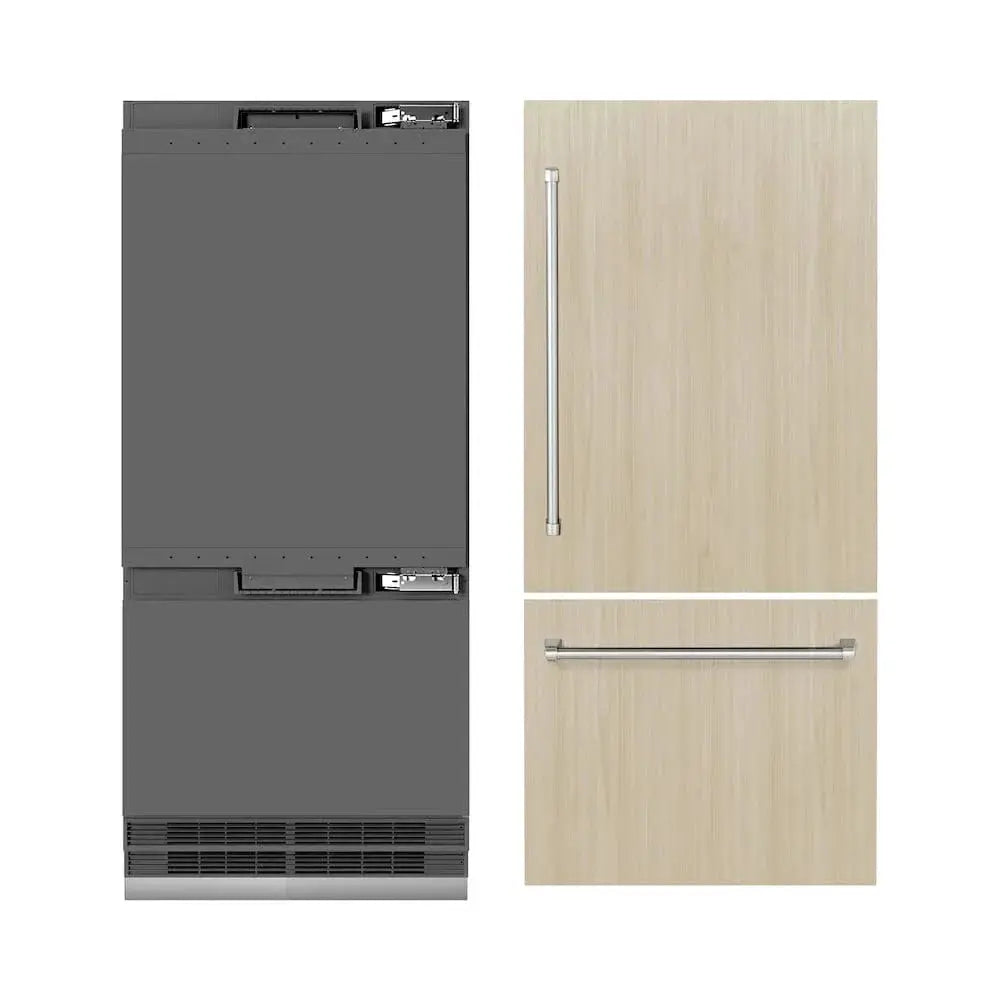 ZLINE 36" Panel Ready Built-In Bottom Freezer Refrigerator,Water Dispenser, Ice Maker,Graphite Gray GRBIT-36 by Farmhouse Kitchen and Bath
