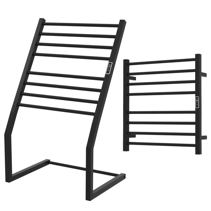 8 Bars Freestanding Wall Mounted Towel Warmer Rack with LED Display-Black by DirectDeals