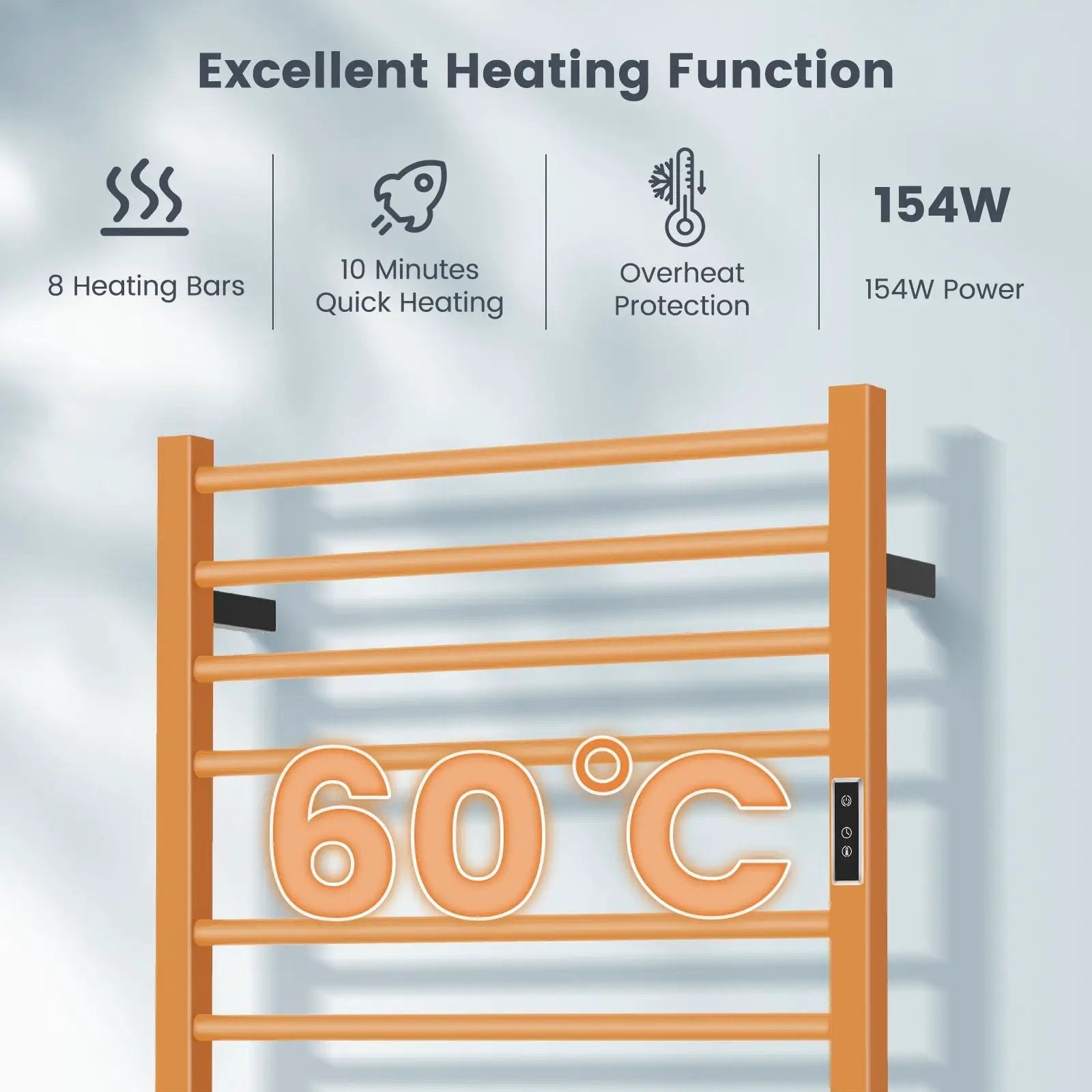 8 Bars Freestanding Wall Mounted Towel Warmer Rack with LED Display-Black by DirectDeals