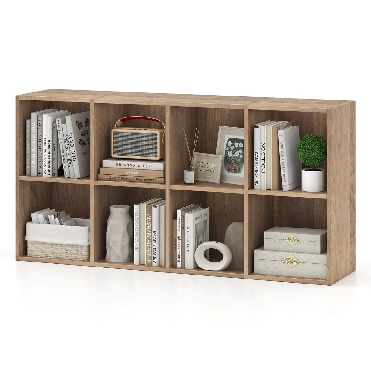 8-Cube Bookcase Bookshelf with 2 Anti-Tipping Kits Storage Organizer by DirectDeals