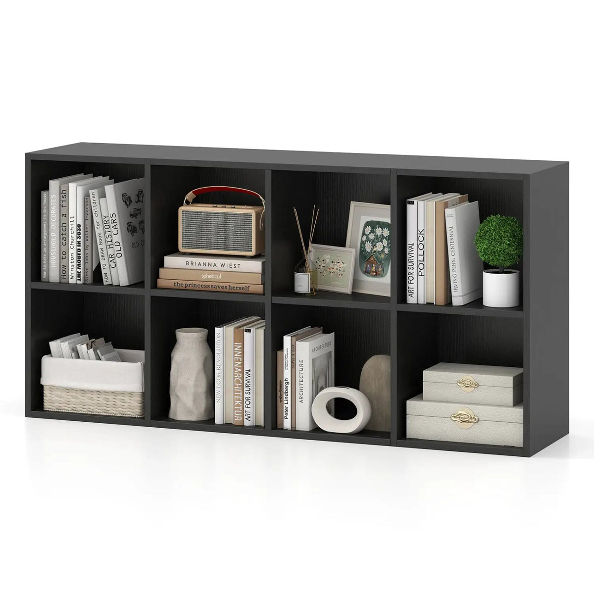 8-Cube Bookcase Bookshelf with 2 Anti-Tipping Kits Storage Organizer by DirectDeals