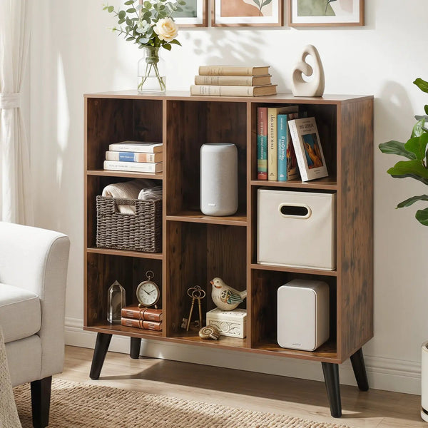 8-Cube Bookcase with Raised Legs - Rustic Brown