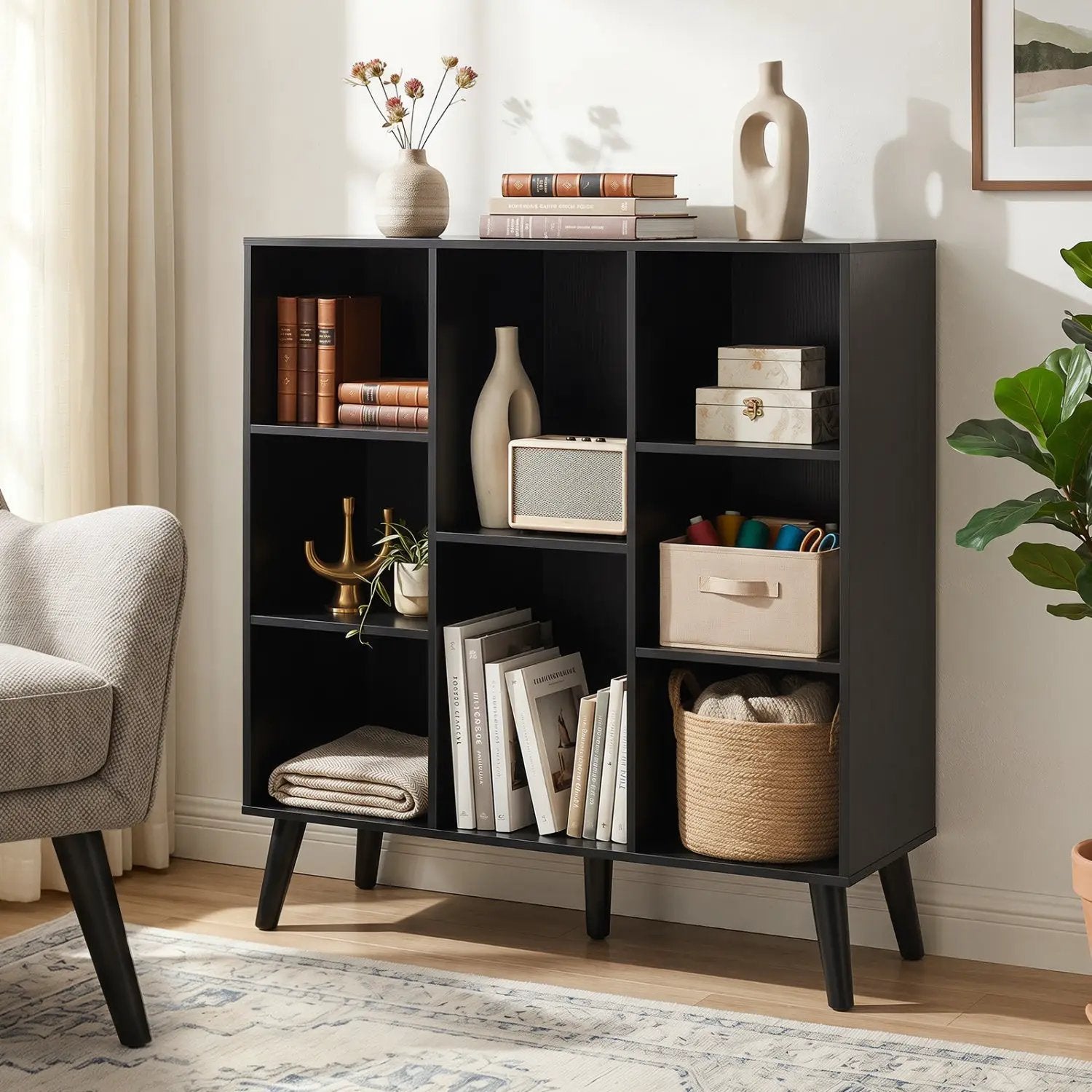 8-Cube Bookcase with Raised Support Legs by DirectDeals