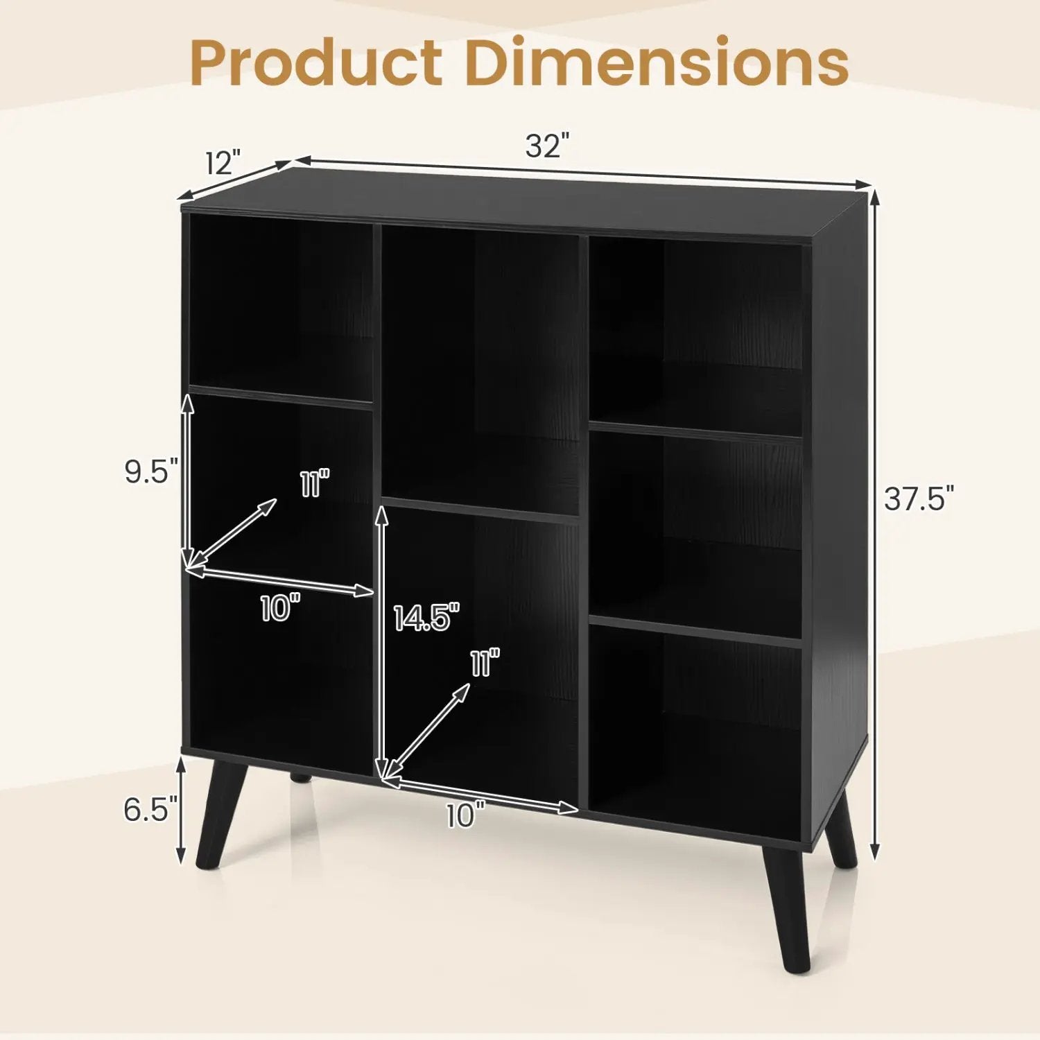 8-Cube Bookcase with Raised Support Legs by DirectDeals