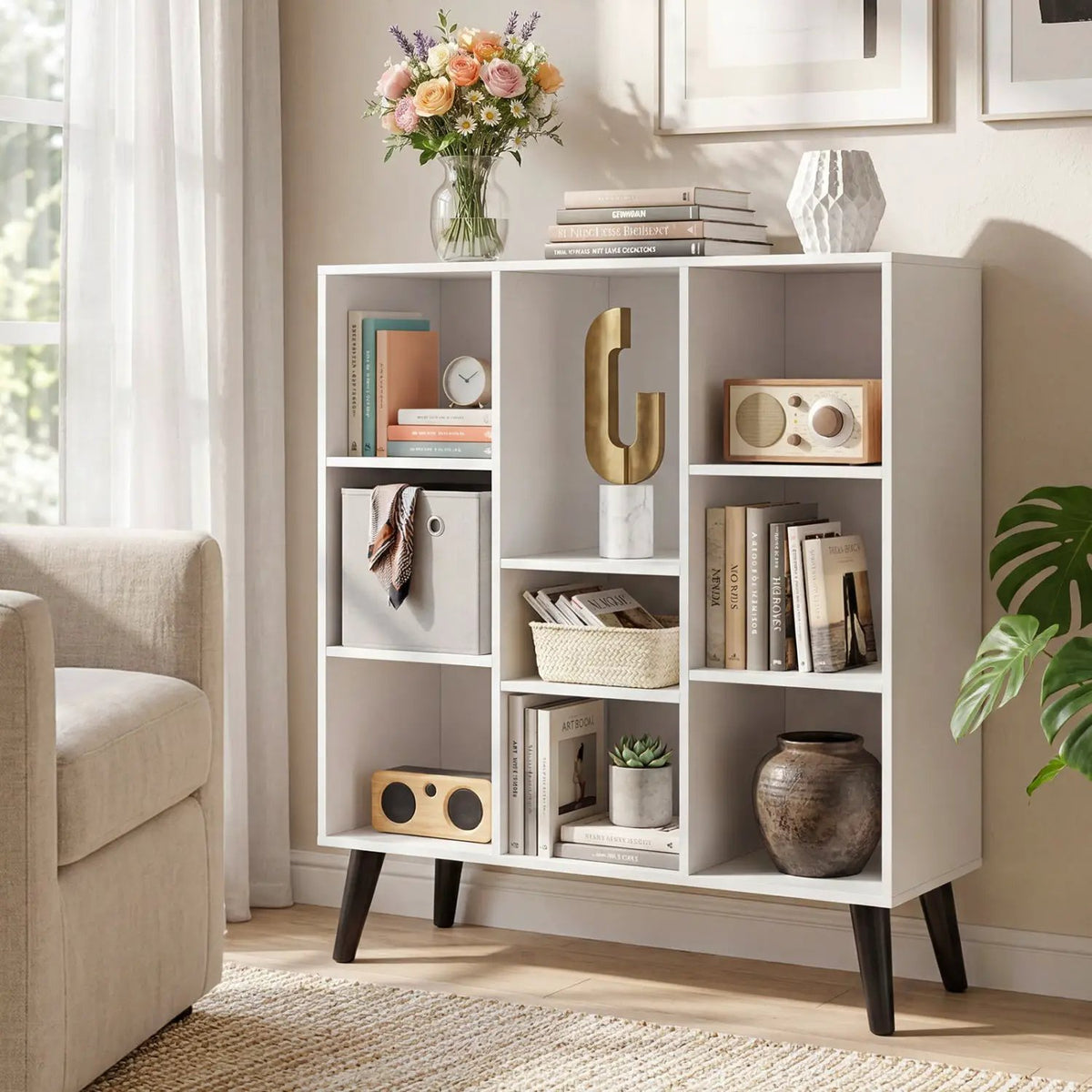 8-Cube Bookcase with Raised Support Legs by DirectDeals