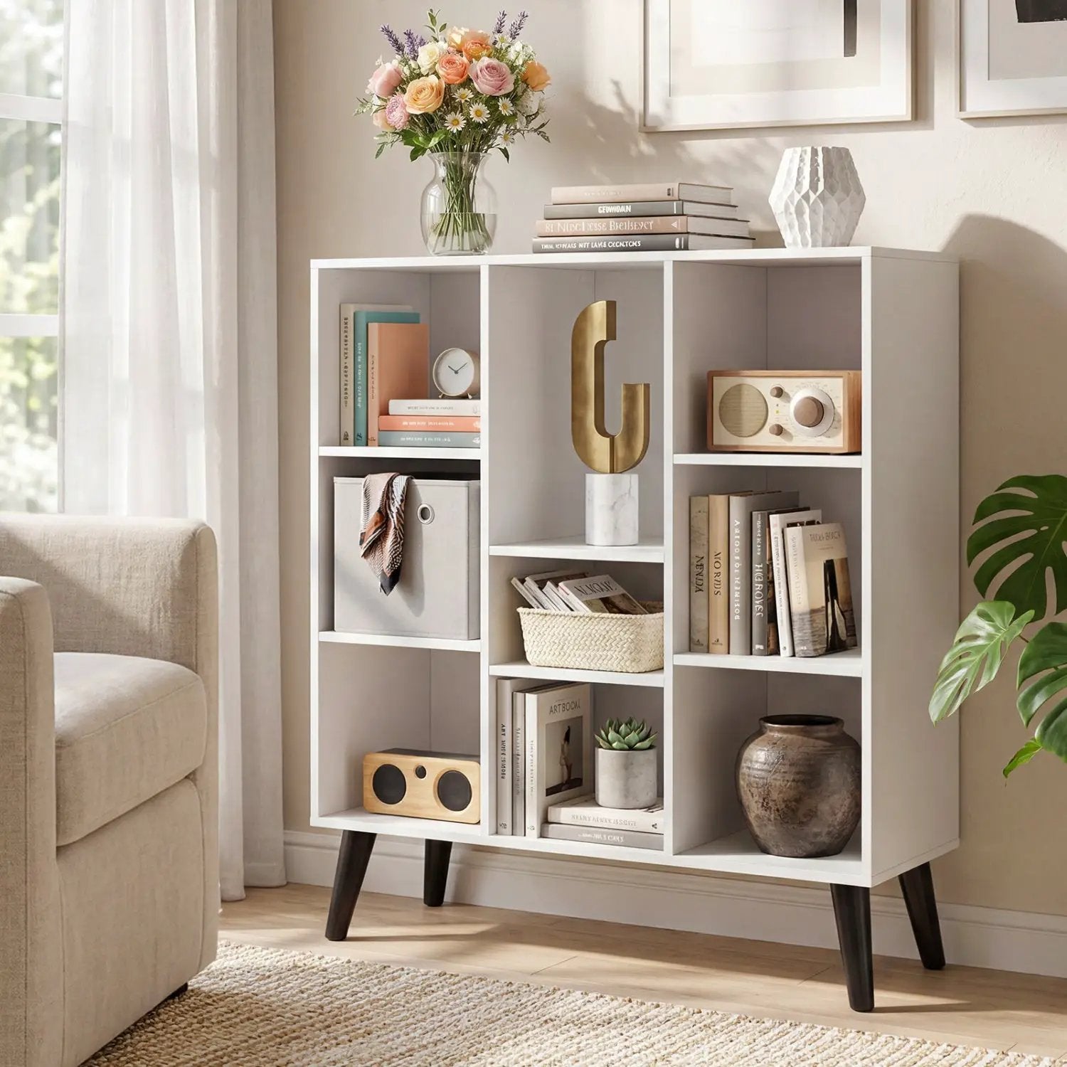 8-Cube Bookcase with Raised Support Legs by DirectDeals