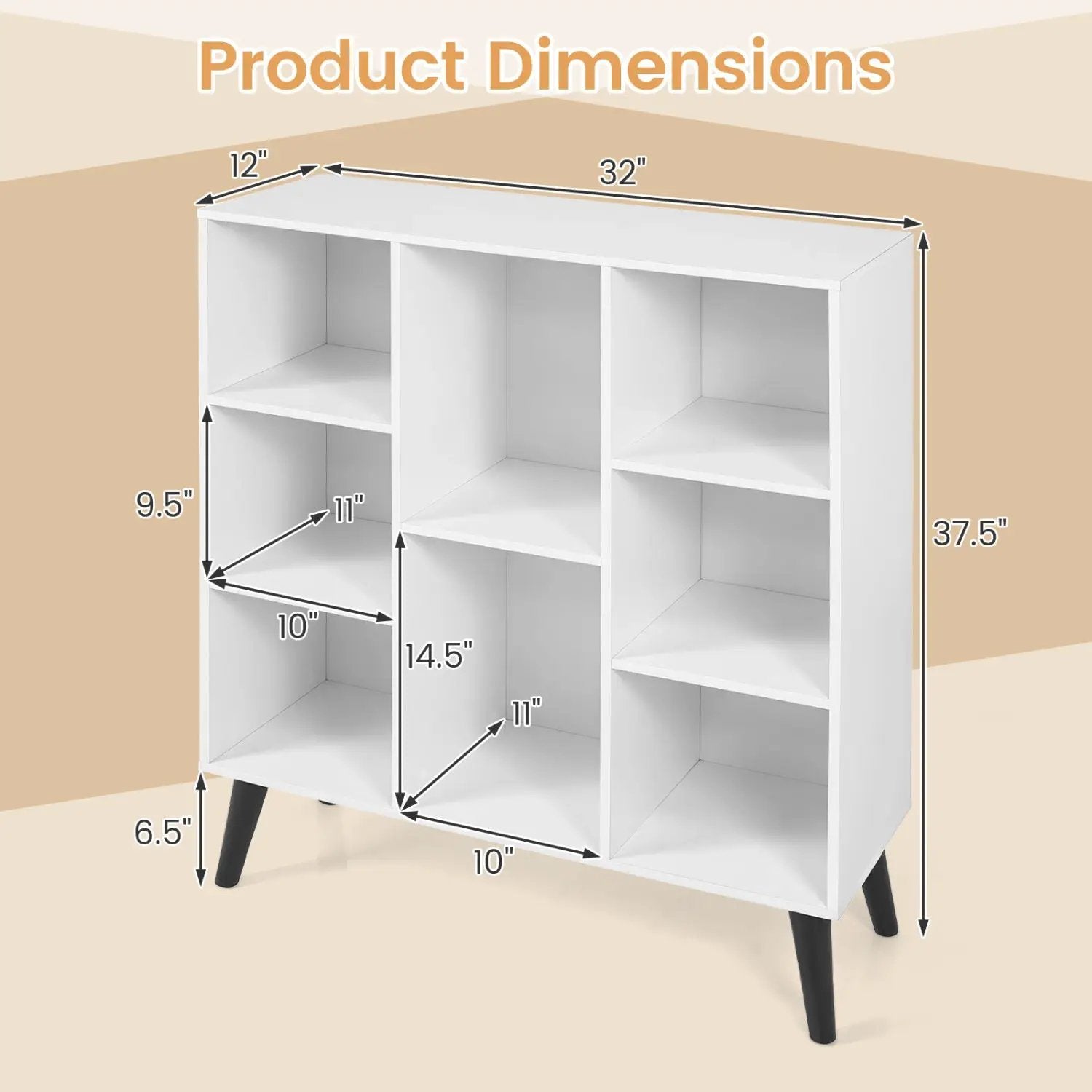 8-Cube Bookcase with Raised Support Legs by DirectDeals