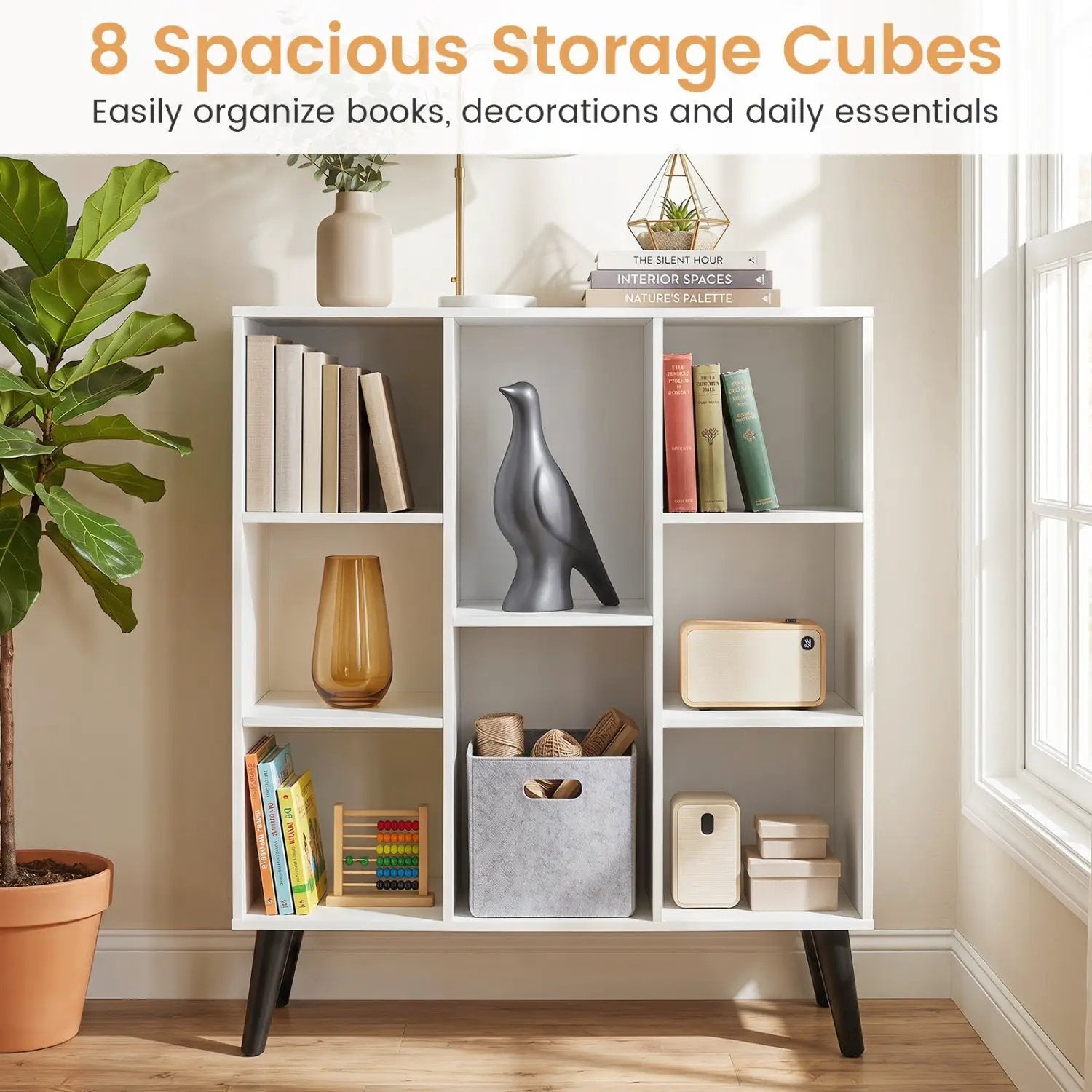 8-Cube Bookcase with Raised Support Legs by DirectDeals