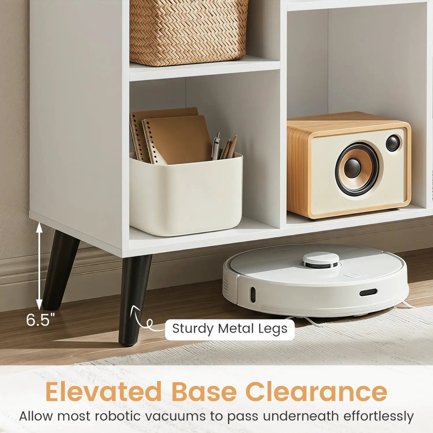 8-Cube Bookcase with Raised Support Legs by DirectDeals