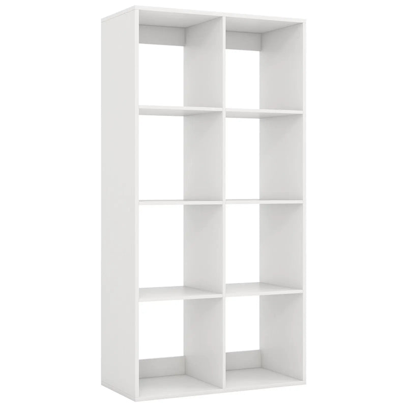 8 Cube Bookshelf with Back Guardrail for Living Room Bedroom-White by DirectDeals