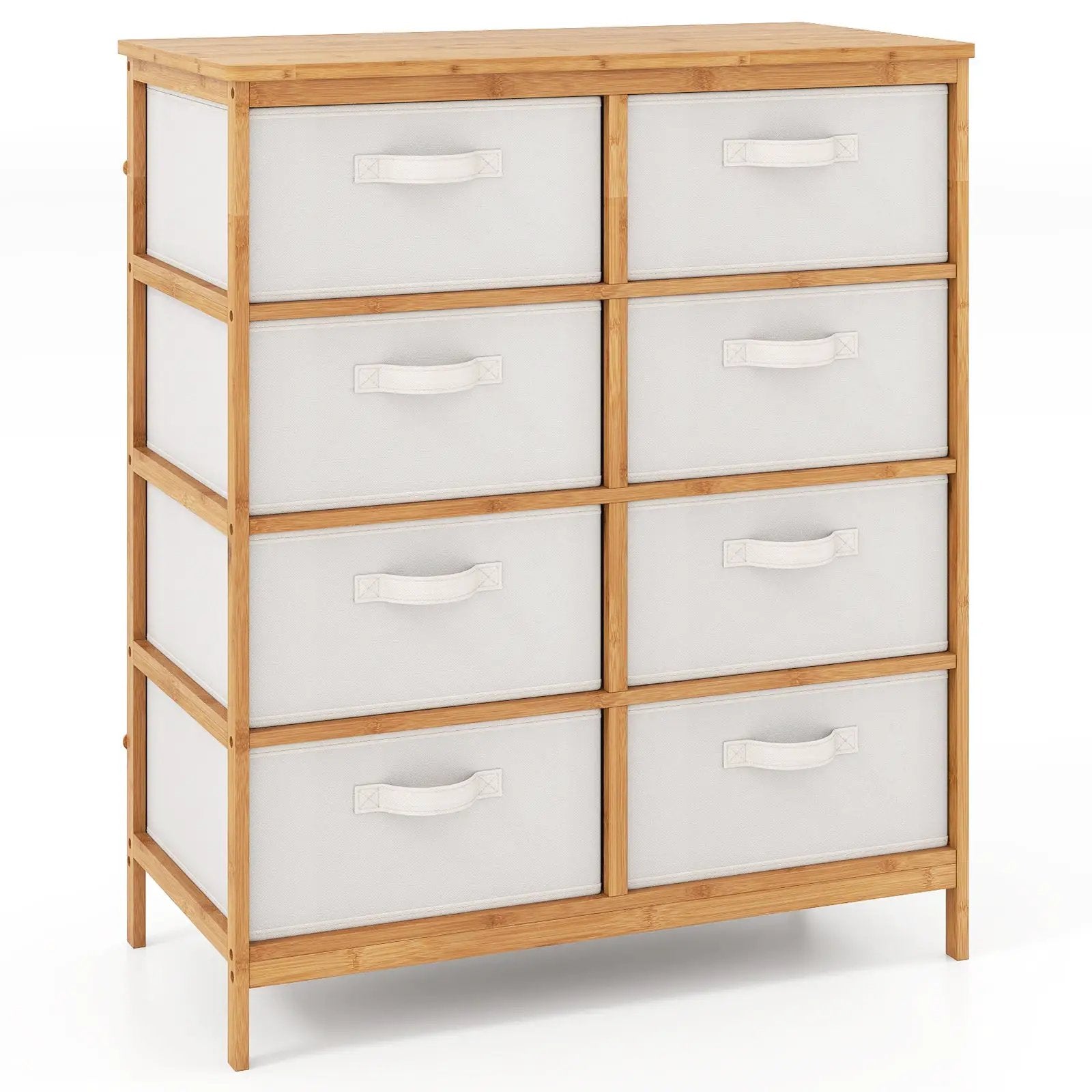 8 Drawers Dresser with Removable Fabric Bins for Bedroom-Beige by DirectDeals