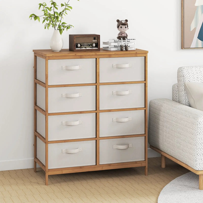 8 Drawers Dresser with Removable Fabric Bins for Bedroom-Beige by DirectDeals