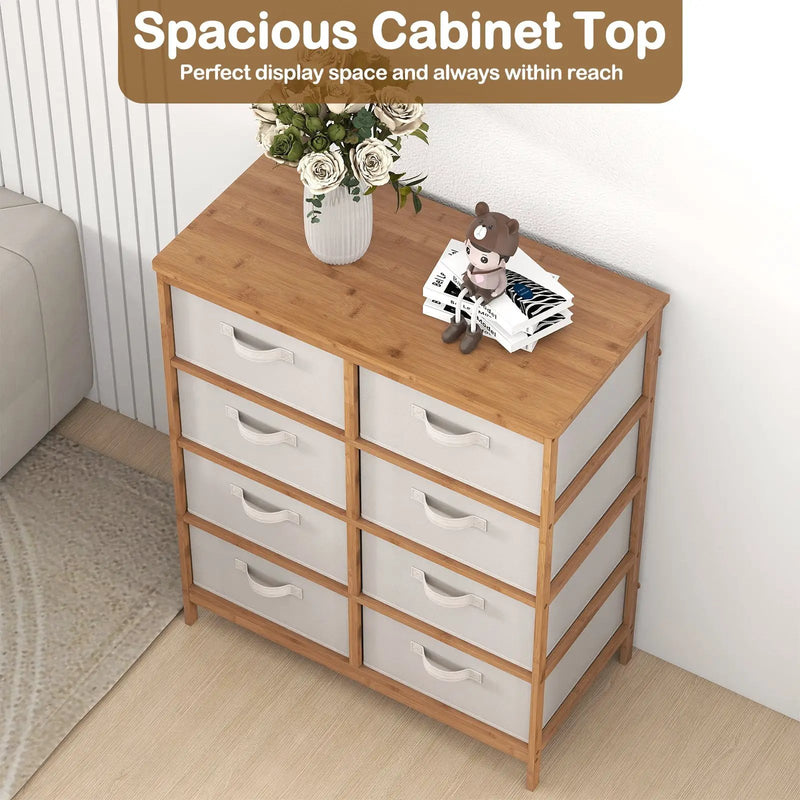8 Drawers Dresser with Removable Fabric Bins for Bedroom-Beige by DirectDeals
