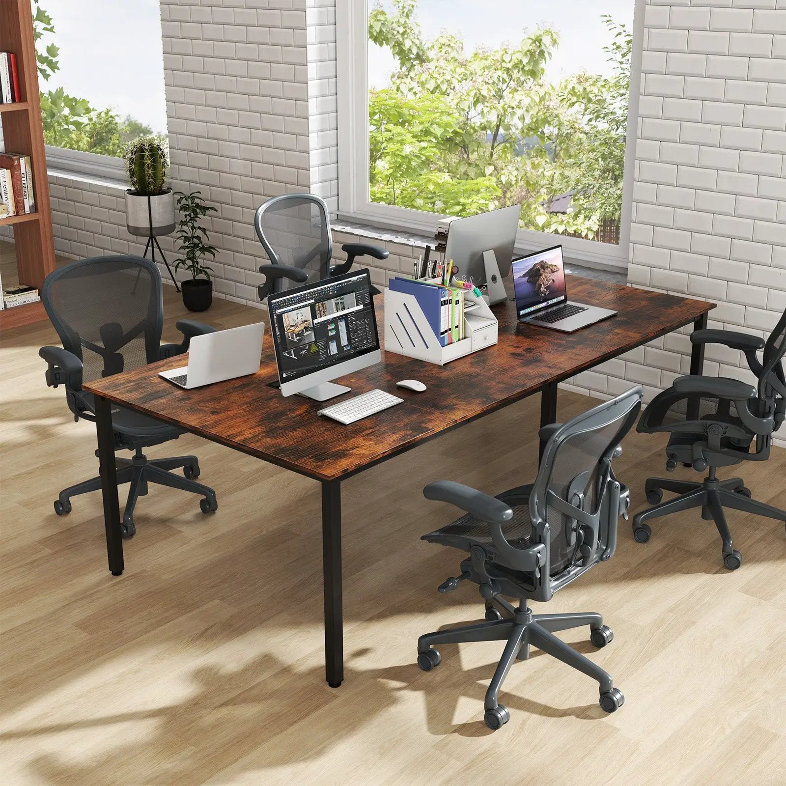 8 Feet Conference Room Table Large Meeting Table Seats up to 10 People-White by DirectDeals