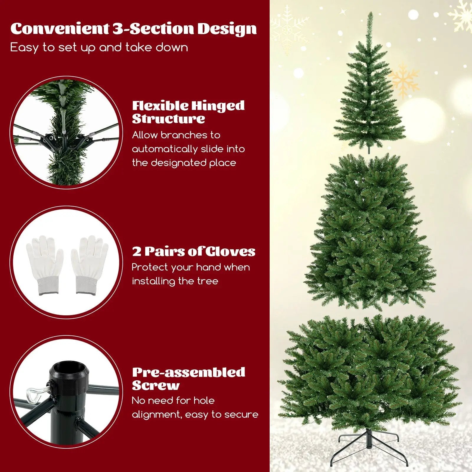 8 FT Corner Artificial Christmas Tree with 1137 Branch Tips and 360 Warm White LED Lights by DirectDeals