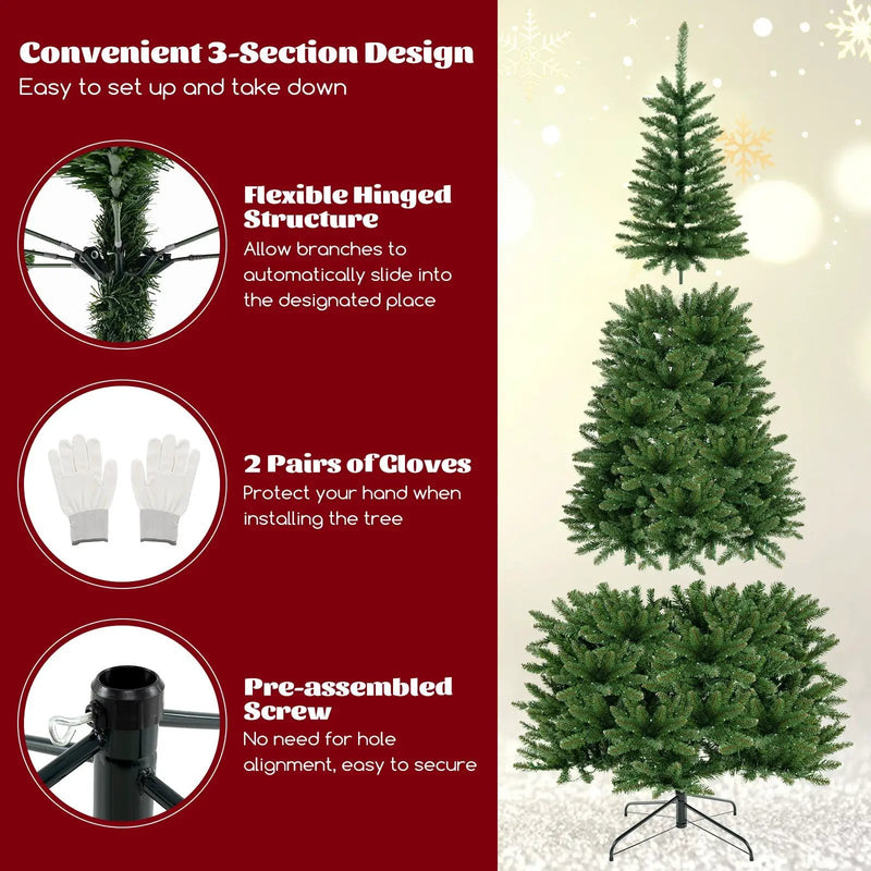 8 FT Corner Artificial Christmas Tree with 1137 Branch Tips and 360 Warm White LED Lights by DirectDeals