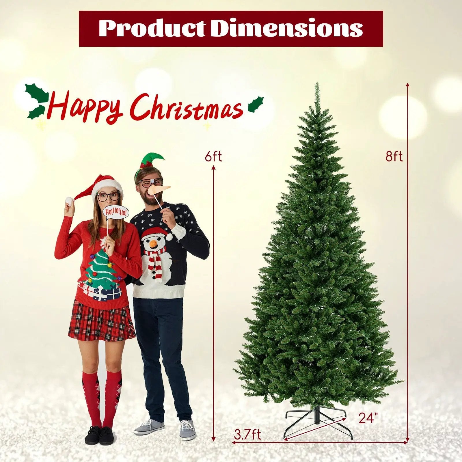 8 FT Corner Artificial Christmas Tree with 1137 Branch Tips and 360 Warm White LED Lights by DirectDeals