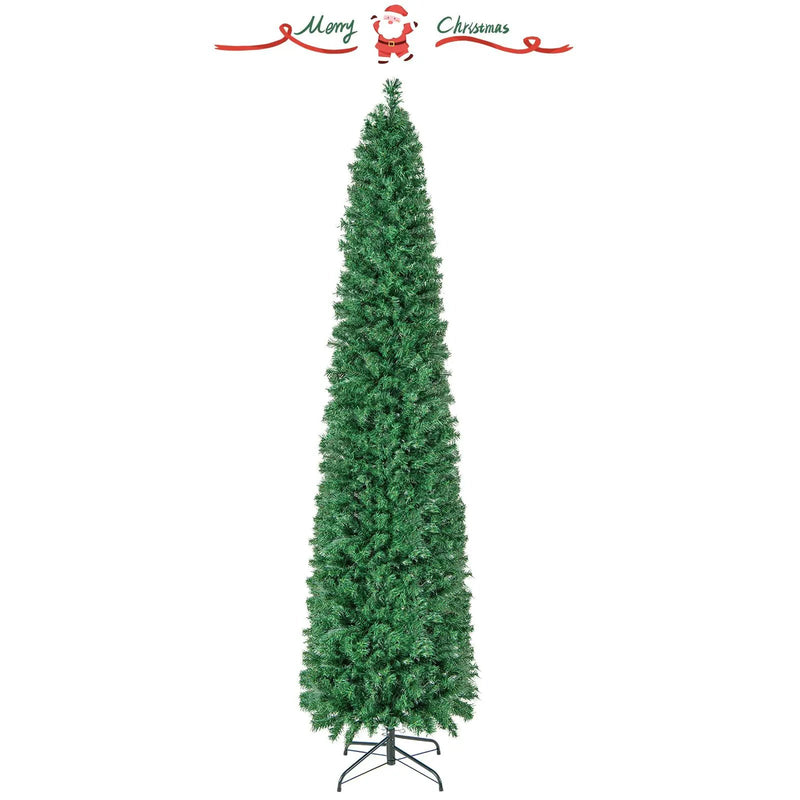 5/6/7/8 FT Pre-Lit Christmas Pencil Tree with Colorful Fiber Optics Green by DirectDeals