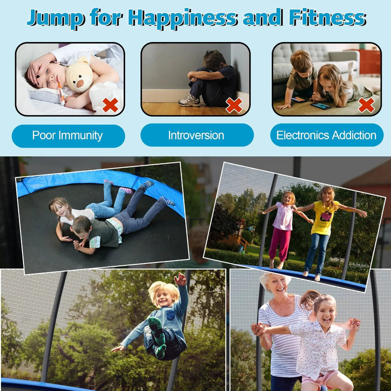 8 Feet ASTM Approved Recreational Trampoline with Ladder-Blue by DirectDeals