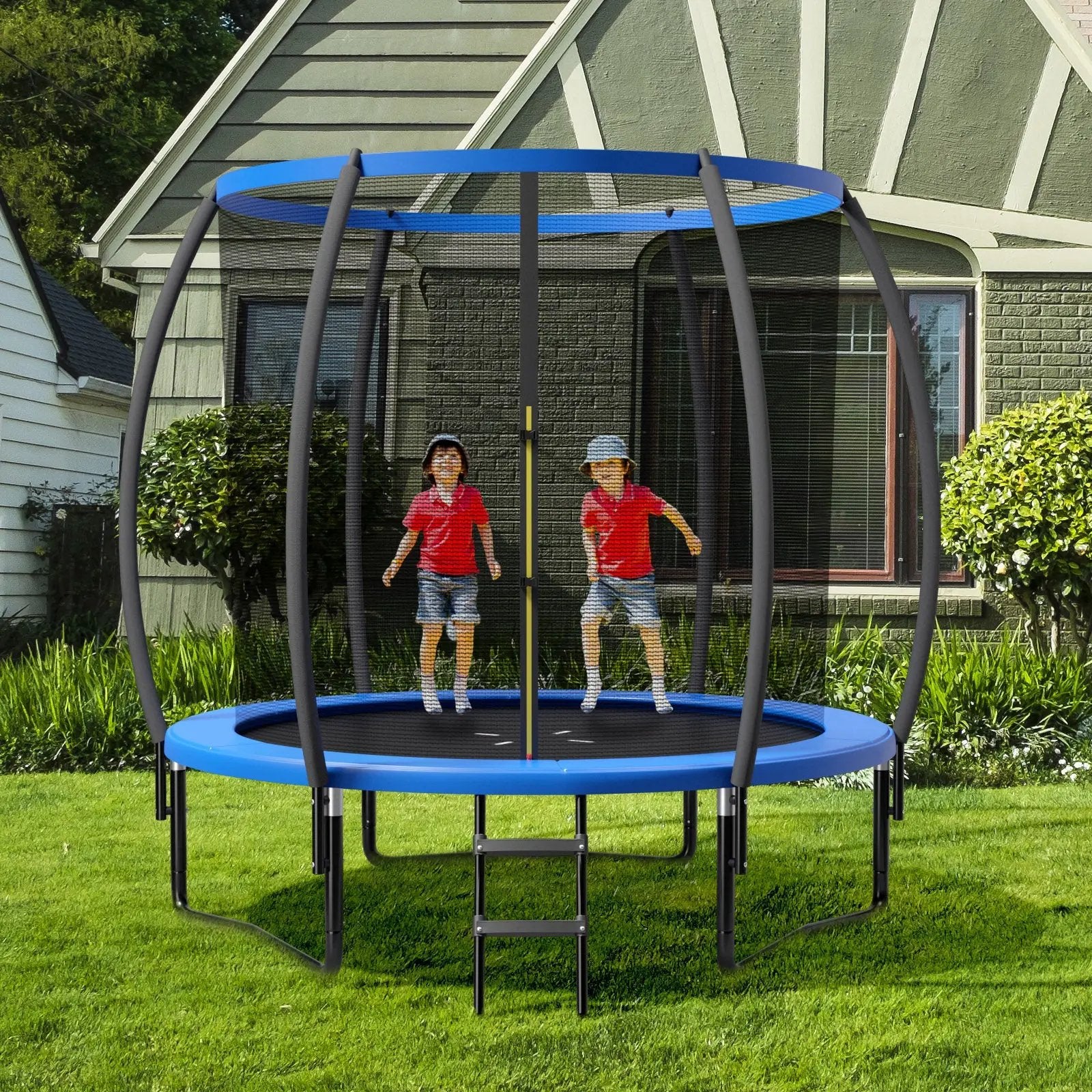 8 Feet ASTM Approved Recreational Trampoline with Ladder-Blue by DirectDeals