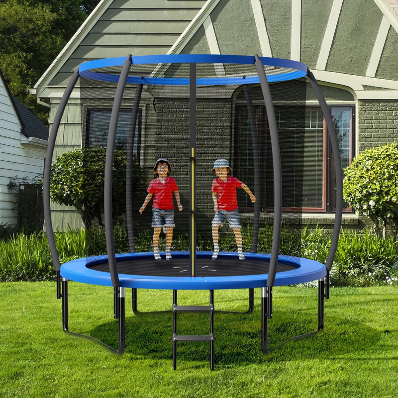 8 Feet ASTM Approved Recreational Trampoline with Ladder-Blue by DirectDeals