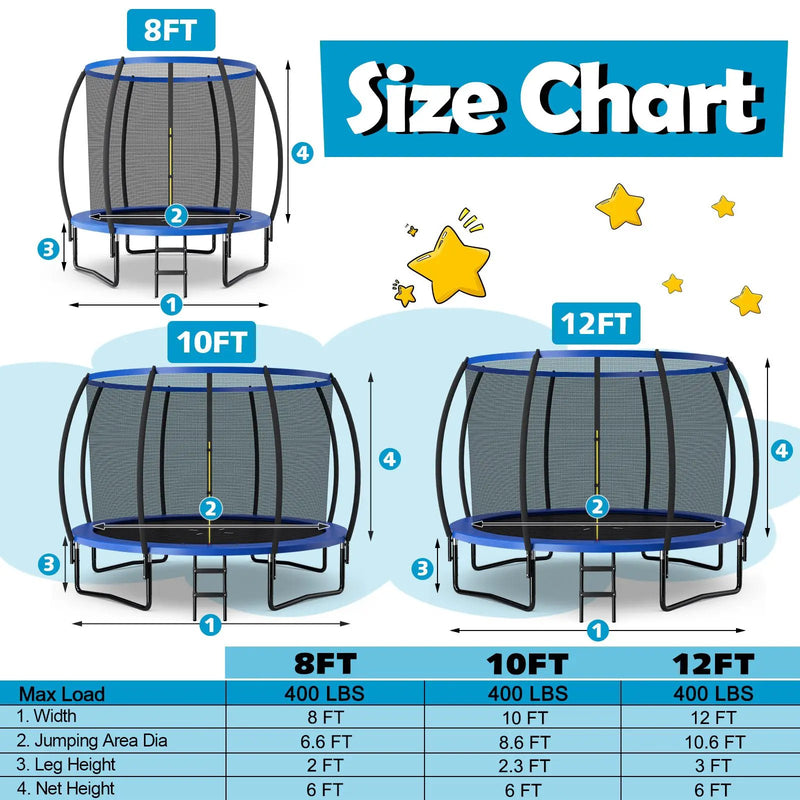 8 Feet ASTM Approved Recreational Trampoline with Ladder-Blue by DirectDeals