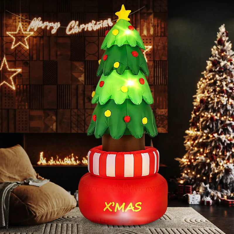 8 Feet Inflatable Rotating Xmas Tree with Built-in LED Lights and Water Bags by DirectDeals