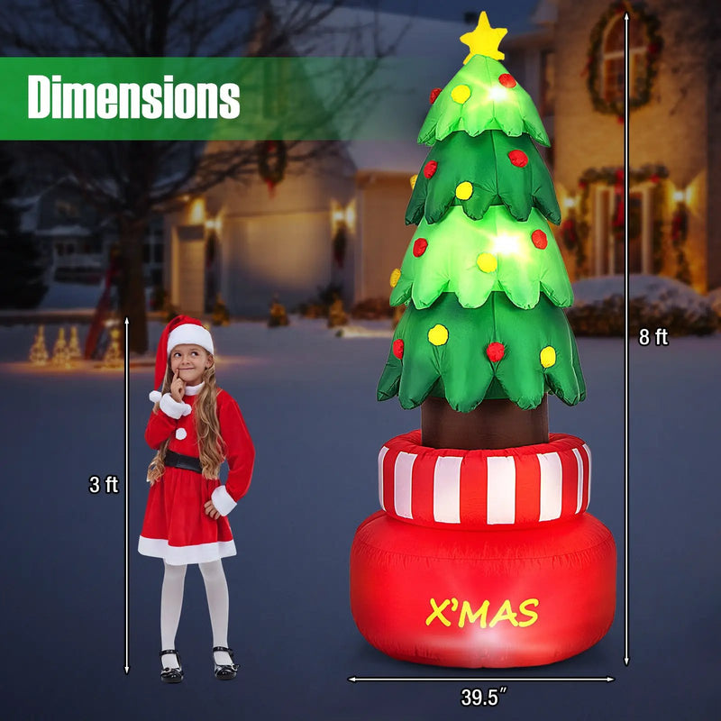 8 Feet Inflatable Rotating Xmas Tree with Built-in LED Lights and Water Bags by DirectDeals