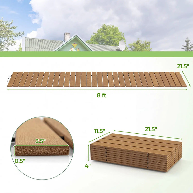 8 Feet Outdoor Pathway Straight Roll-Out Patio Boardwalk by DirectDeals