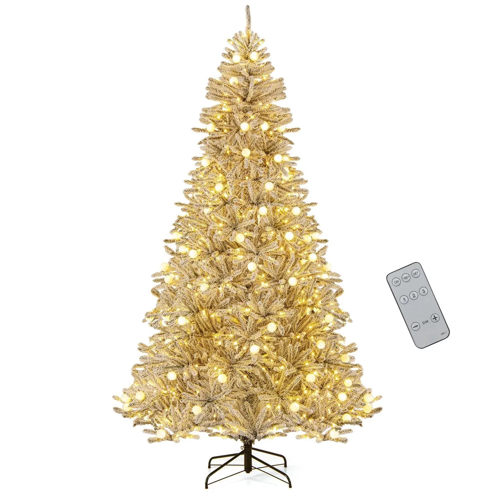 6 Feet Snow-flocked Artificial Christmas Tree Pre-lit Hinged with 81 Sphere Lights and Remote by DirectDeals