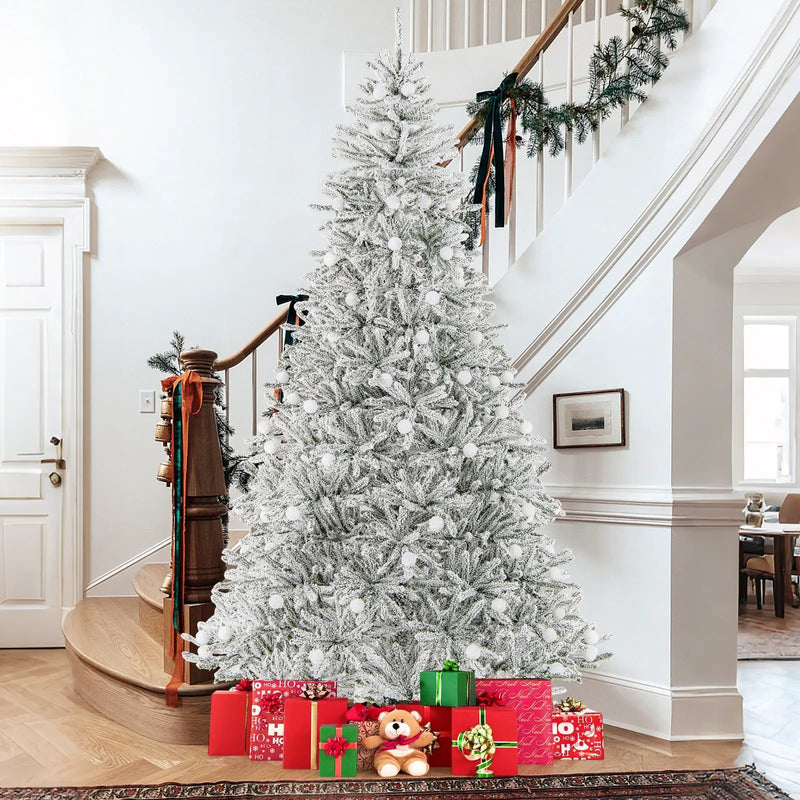 6 Feet Snow-flocked Artificial Christmas Tree Pre-lit Hinged with 81 Sphere Lights and Remote by DirectDeals