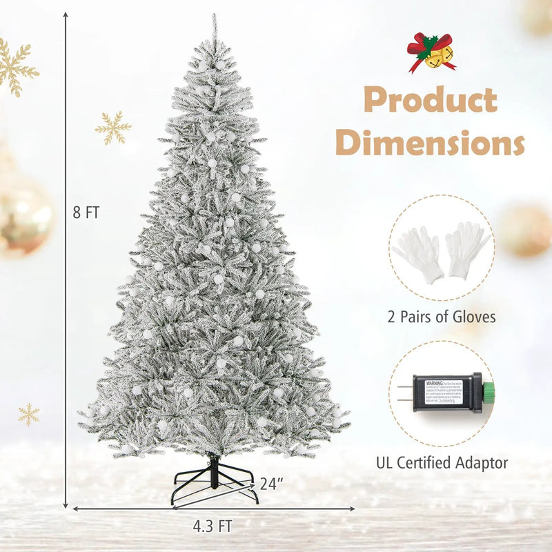 6 Feet Snow-flocked Artificial Christmas Tree Pre-lit Hinged with 81 Sphere Lights and Remote by DirectDeals