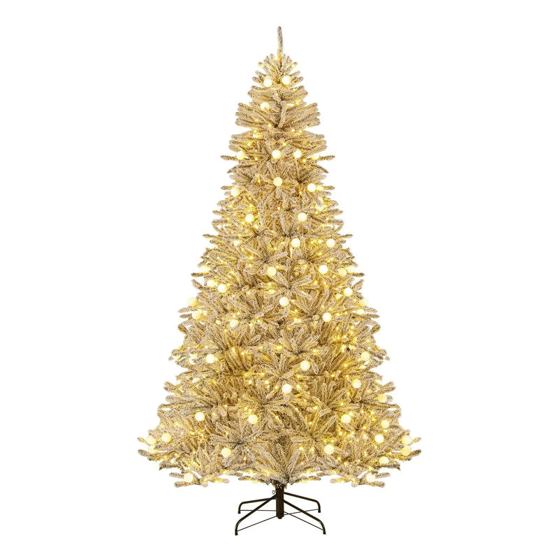 6 Feet Snow-flocked Artificial Christmas Tree Pre-lit Hinged with 81 Sphere Lights and Remote by DirectDeals