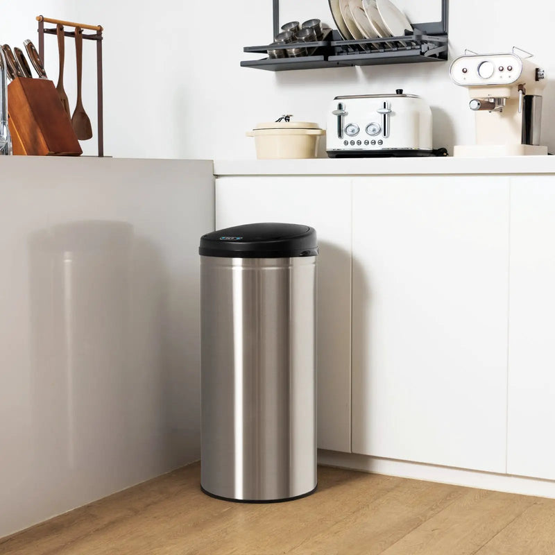 8 Gal Automatic Trash Can with Stainless Steel Frame Touchless Waste Bin-Silver by DirectDeals
