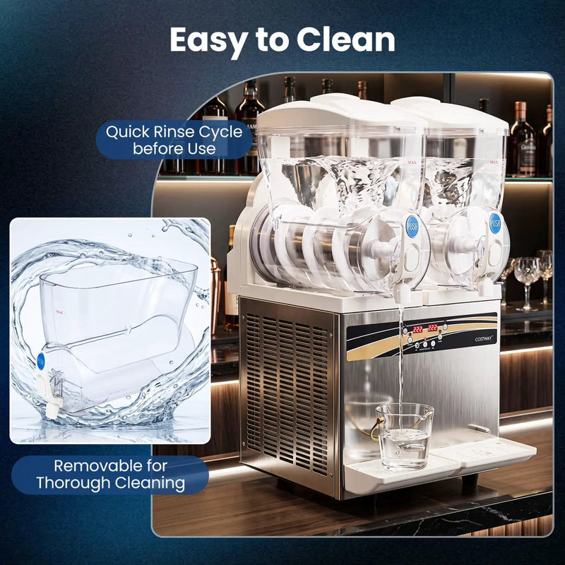 Commercial Slushie Machine 8 Gallon Dual Tank with LED Lights by DirectDeals