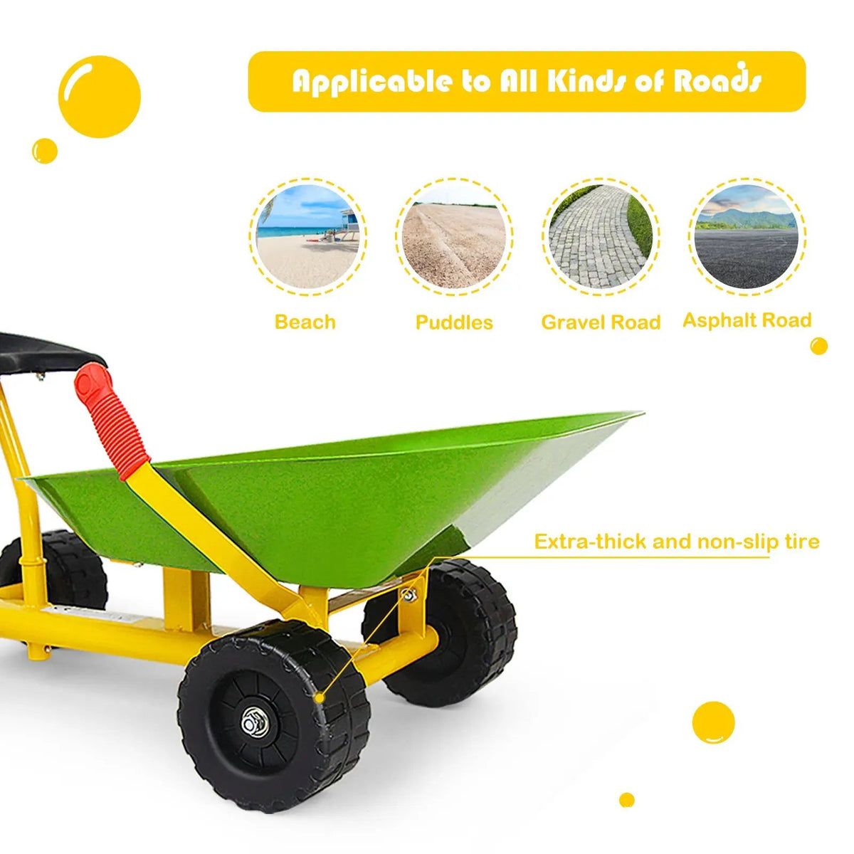 8 Inch Heavy Duty Kids Ride-on Sand Dumper with 4 Wheels by DirectDeals