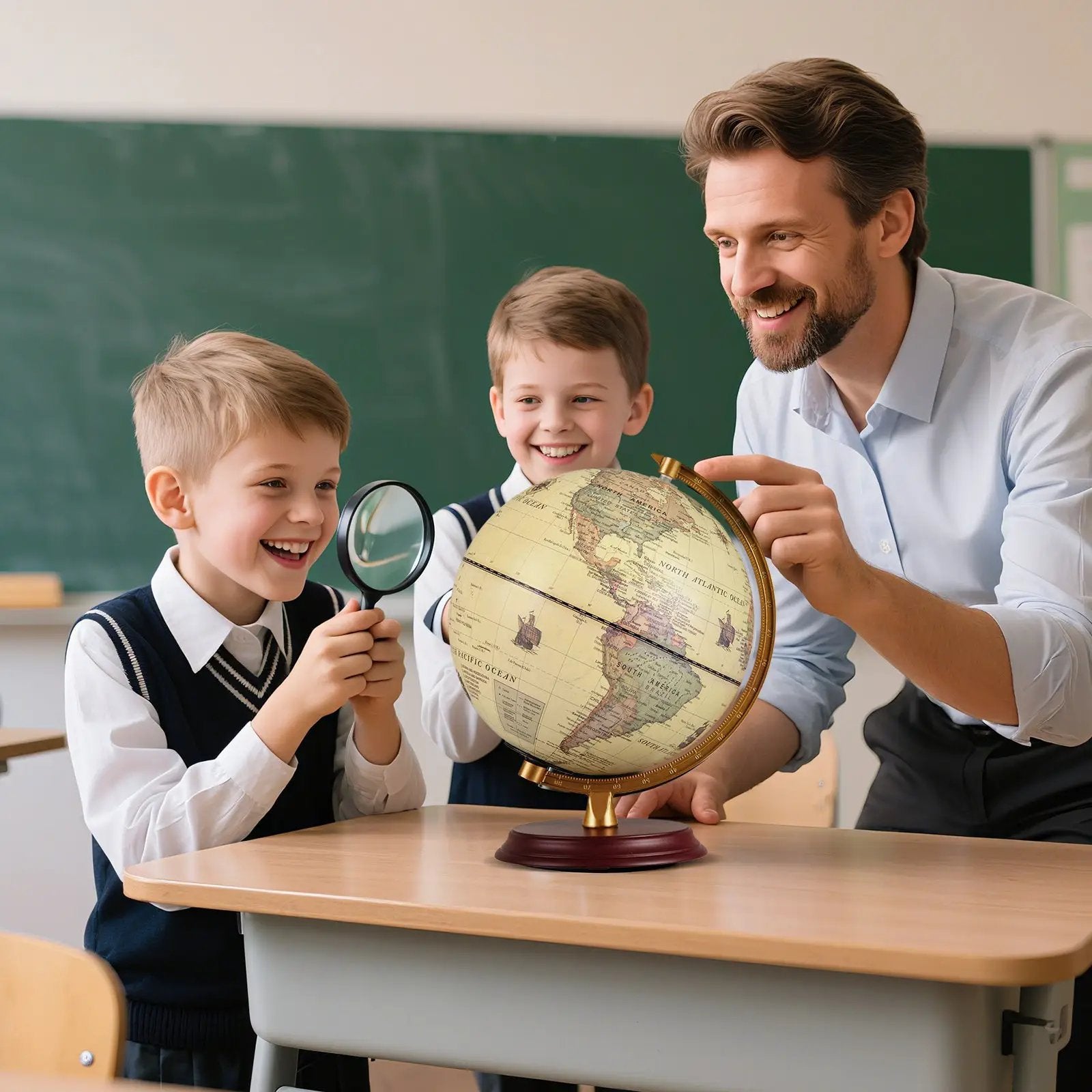 8 Inch Illuminated World Globe Night Light up Globe Lamp with Wooden Stand and HD Map by DirectDeals